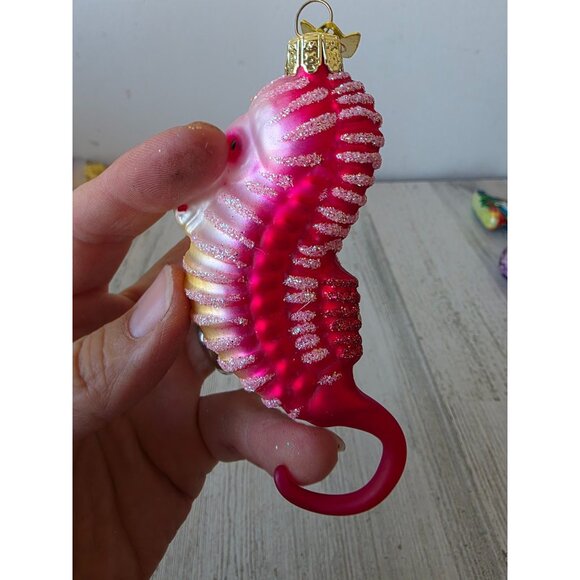 KSA Kurt Adler seahorse pink glitter ornament noble gems Xmas tree - Picture 3 of 8